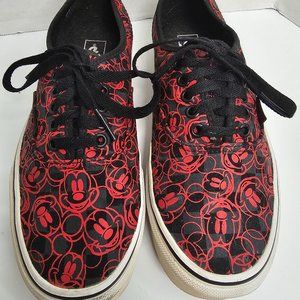 vans x disney mickey mouse shoes black red checkerboard Women 8.5 Men 7